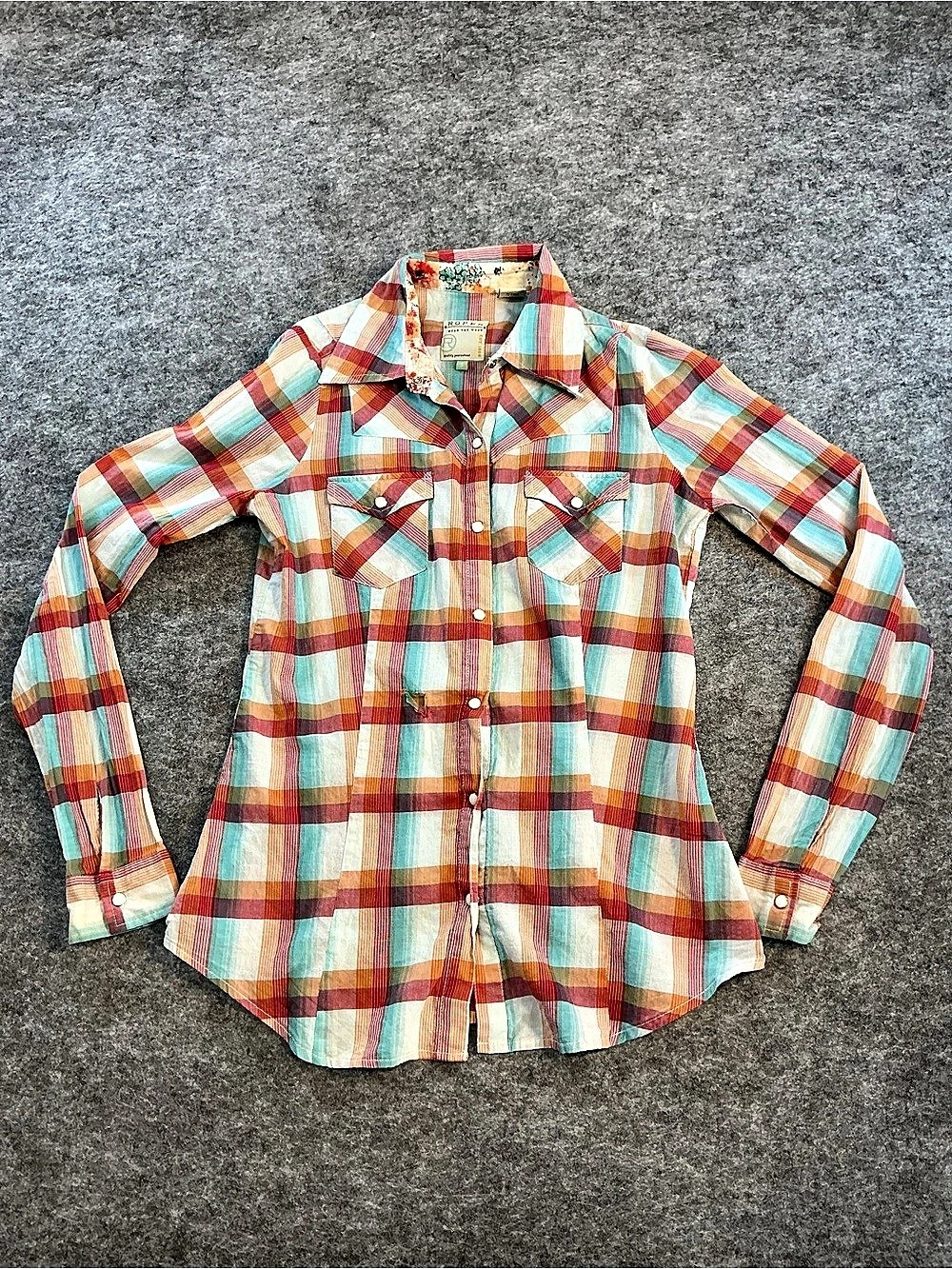 Roper Plaid Cotton Button Down Size Small